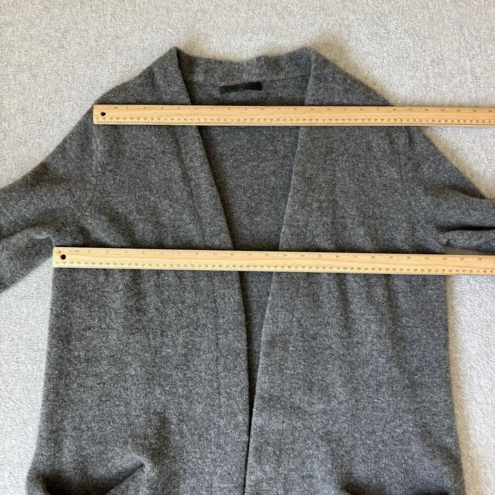 Jenni Kayne Cardigan Sweater Women Medium Tall Gray Lightweight Merino Wool Long